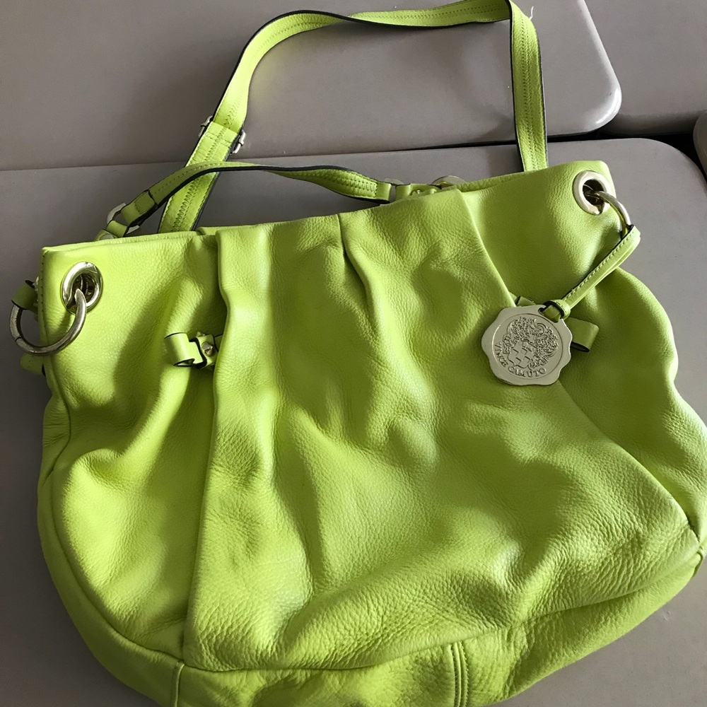 Leather purse color-chartreuse Vince Camino